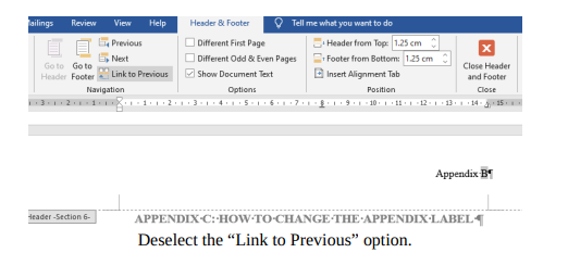 HOW TO CHANGE THE APPENDIX LABEL