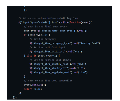 Figure: code in items.js before optimization